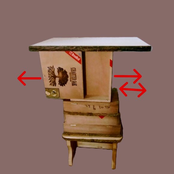Suenos de Saundra Upcycled, Rare Cigar Box Table w/  2 Hidden Compartments, - Picture 1 of 14